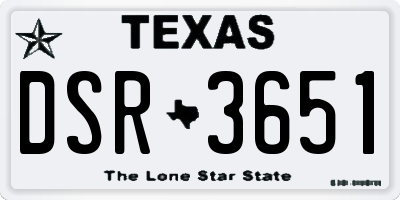 TX license plate DSR3651