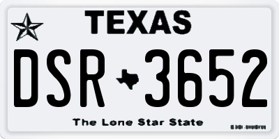 TX license plate DSR3652