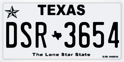 TX license plate DSR3654