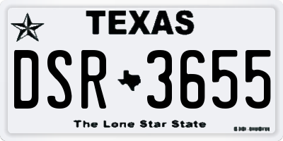 TX license plate DSR3655