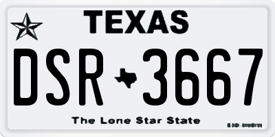 TX license plate DSR3667