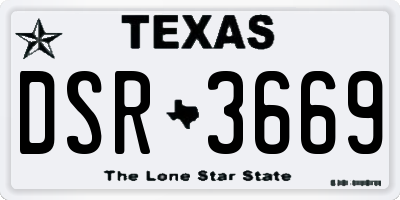 TX license plate DSR3669