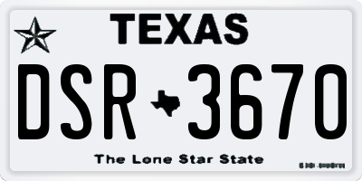 TX license plate DSR3670