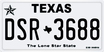 TX license plate DSR3688