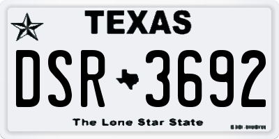 TX license plate DSR3692