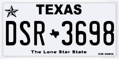TX license plate DSR3698