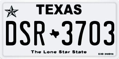 TX license plate DSR3703