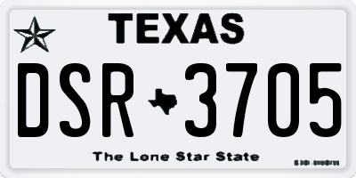 TX license plate DSR3705
