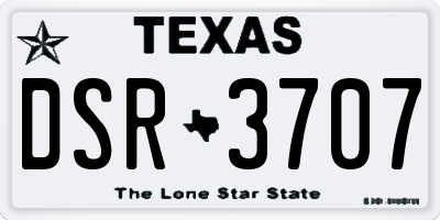 TX license plate DSR3707