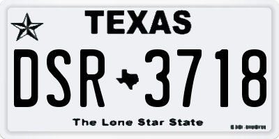 TX license plate DSR3718