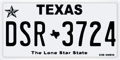 TX license plate DSR3724