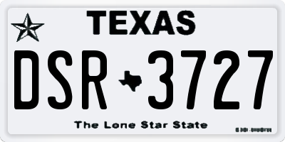 TX license plate DSR3727