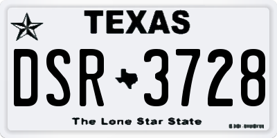 TX license plate DSR3728