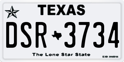TX license plate DSR3734