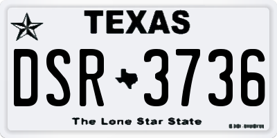 TX license plate DSR3736