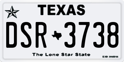 TX license plate DSR3738