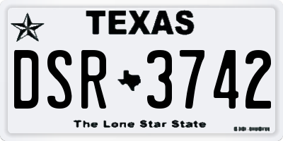 TX license plate DSR3742