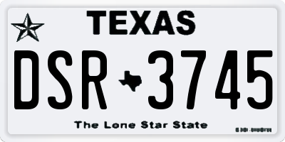 TX license plate DSR3745