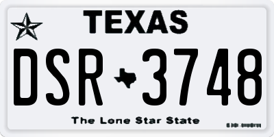 TX license plate DSR3748