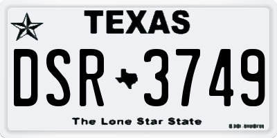 TX license plate DSR3749
