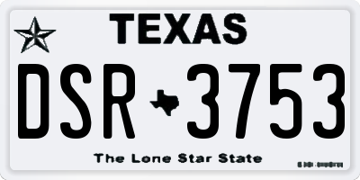 TX license plate DSR3753