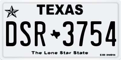 TX license plate DSR3754