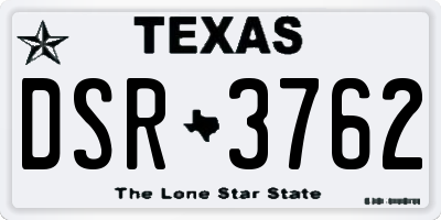 TX license plate DSR3762