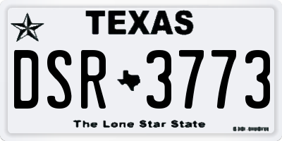 TX license plate DSR3773