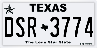 TX license plate DSR3774