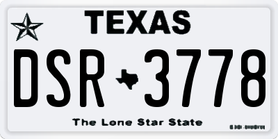 TX license plate DSR3778
