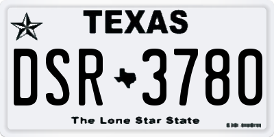 TX license plate DSR3780