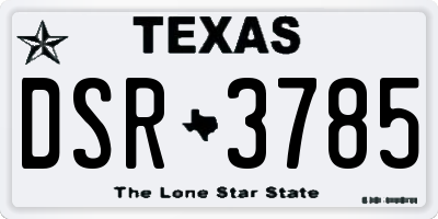 TX license plate DSR3785