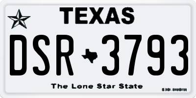 TX license plate DSR3793