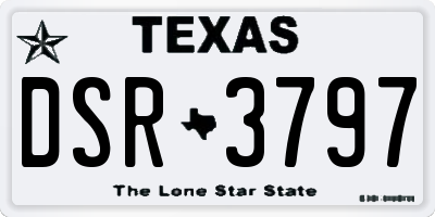 TX license plate DSR3797