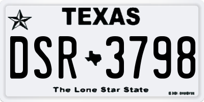 TX license plate DSR3798
