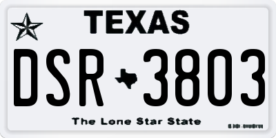 TX license plate DSR3803