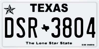 TX license plate DSR3804