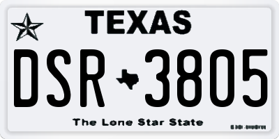 TX license plate DSR3805