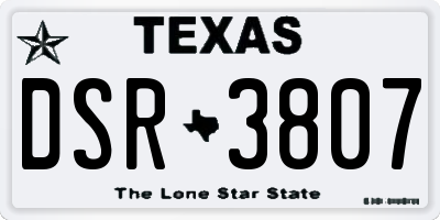 TX license plate DSR3807