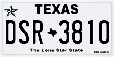 TX license plate DSR3810