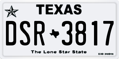 TX license plate DSR3817