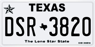 TX license plate DSR3820