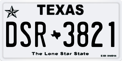 TX license plate DSR3821