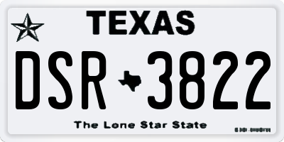 TX license plate DSR3822