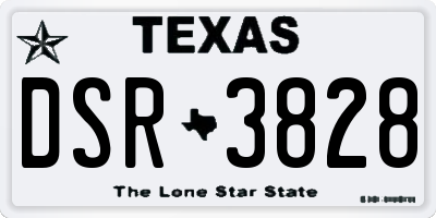 TX license plate DSR3828