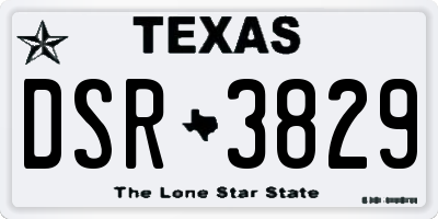 TX license plate DSR3829