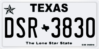 TX license plate DSR3830