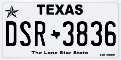 TX license plate DSR3836