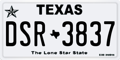 TX license plate DSR3837