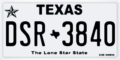 TX license plate DSR3840